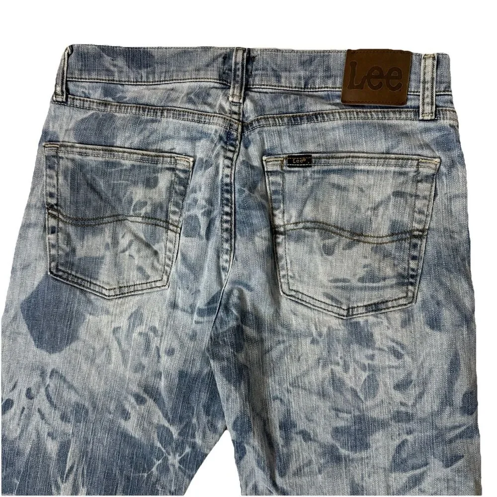 Y2k Lee Mens Regular Straight Fit Jeans 32x30 Blue Acid Wash Denim - Picture 4 of 8